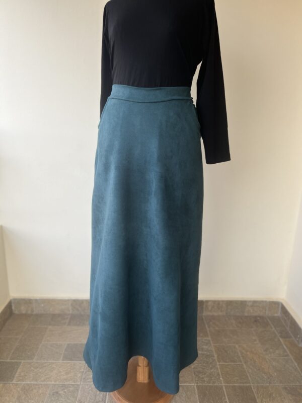 Teal suede skirt