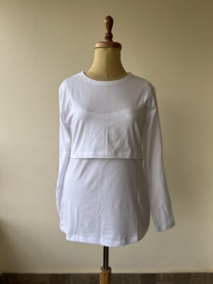 White nursing sleeved shirt